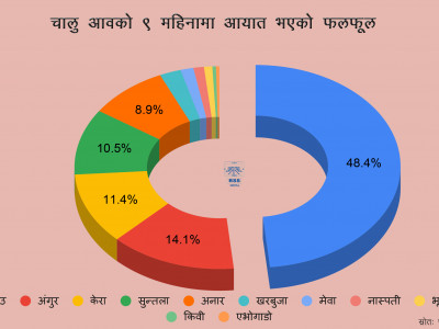 नौ महिनामा फलफूल मात्रै ११ अर्ब ७० करोड रुपैयाँ बराबरको आयात