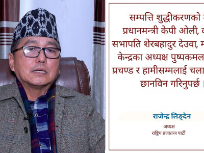 'सम्पत्ति शुद्धीकरणको मुद्दा ओली, प्रचण्ड, देउवा र मलाई पनि लगाइयोस्'