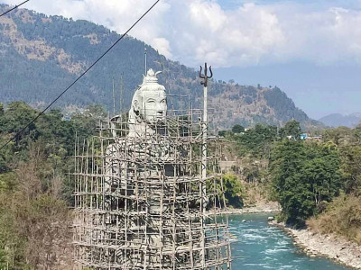 लमजुङमा एक सय आठ फिटको महादेवको मूर्ति निर्माण हुँदै